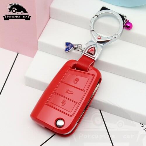 Car key cover key case For Volkswagen VW Polo Golf 7 Tiguan passat For Skoda Octavia Kodiaq Karoq Seat Ateca Leon Cat Keychain