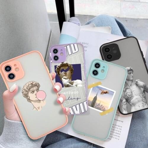 Ottwn Art Retro Plaster Portrait Phone Case For iPhone 11 Pro 12 Pro Max 7 8 Plus XR XS Max X 12 Mini SE 2020 Funny Statue Cover