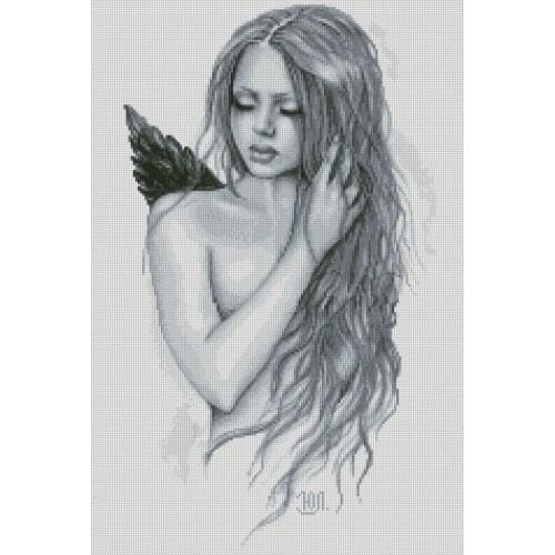 Black and white girl Top Quality sewing kit Embroidery Needlework 14CT Unprinted Art Cross Stitch Kits DIY Handmade Home Decor