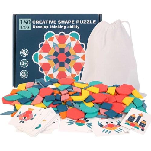 180pcs Wooden Jigsaw Puzzle Board Set Colorful Baby Montessori Educational Toys For Children Learning Developing Toy Kids Gifts