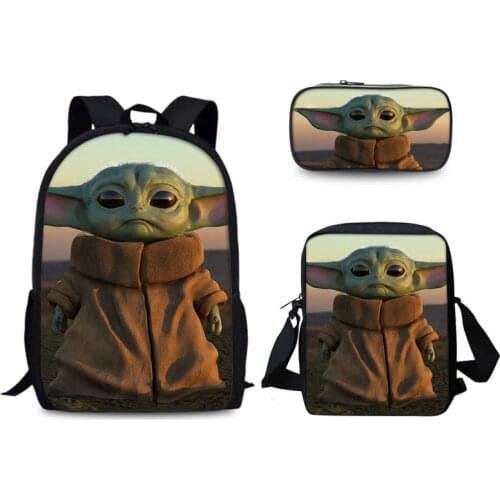 Baby Yoda Star Wars 3D Print Kids Backpacks 3pcs/Sets School Bags For Teenage Boys Girls Mandalorian Students Mochila Escolar