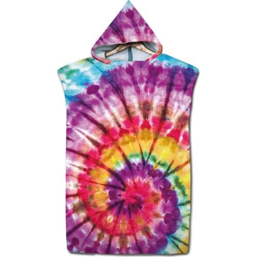 Microfiber Printed Kids Bath Towel with Cloak Adult Beach Changing Robe Poncho Surf Quick Dry Hooded Bathrobe Outdoor Swimming