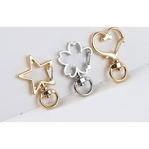 DIY handmade accessories electroplating love five pointed star flower key ring fashion bag key ring pendant