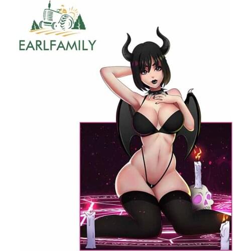 EARLFAMILY 13cm For Succubus Girl Trunk Creative Car Stickers Graffiti Decal Bumper Scratch-proof Vinyl Material Decoration
