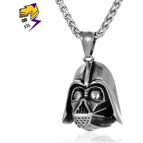 Film Star Wars Mask Pendant Necklace Black Samurai Helmet Necklace Vader Soldier Darth Dark Warrior Necklaces for Men/Women
