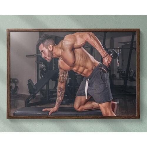Fitness Bodybuilding Man Strong Muscles Exhibition Healthy Body 5 Wall Sticker Silk Fabric Poster Art Indoor Decor Bright