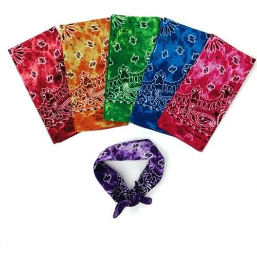 Gradient Tie-Dye Ethnic Paisley Floral Print 50x50CM Unisex Cotton Sport Pocket Square Scarf Headband Bandana Hip-Hop Wristband