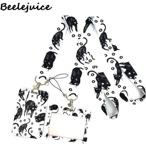 Black cat ID Card Students Work Name card Holder Pass Gym Badge Kids Holder Jewelry Accessories Decorations Gifts