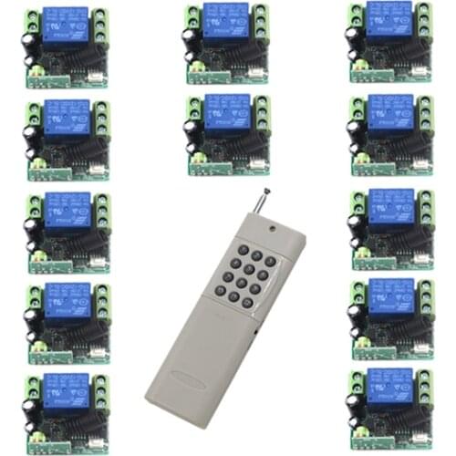 MITI-RF DC 12V 10A 1 Channel 12 Relay Wireless Learning Code Remote Control Switch 1000M White Transmitter SKU: 5461