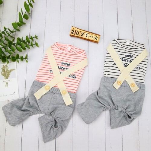 Summer Dog Clothes Striped Jumpsuit Rompers With Button Fashion New Puppy Pet Cat Coat Jacket For Small Medium Dogs Supplies