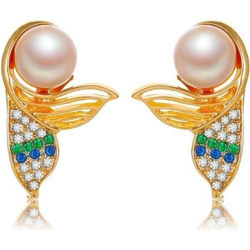 Trendy Fashion Fish Tail Jewelry Cubic Zircon Elegant Wedding Drop Dangle Accessories Jewellery for Women