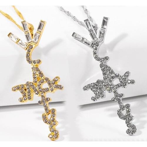 Fashion Travis Product Cactus Jack Shape Pendant Necklace Crystal Cubic Zirconia Pendant Hip Hop choker necklaces men jewelry