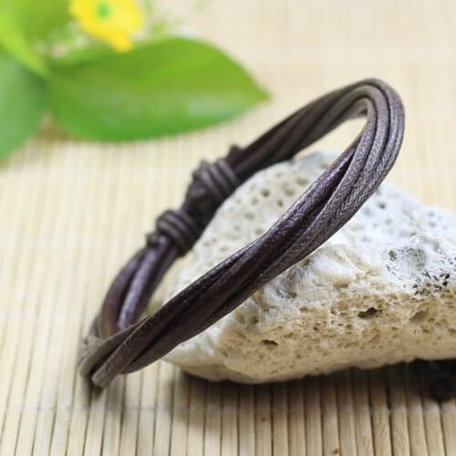 6Pcs/lot Handmade Men Brown Braid Leather Bracelets Wristband Bangle Weaving Jewelry Accessories Wristlet Trinket Bracelets J212