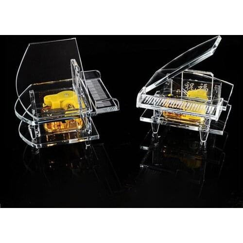 Clear Crystal Glass Piano Music Box музыкальная шкатулка Home Decorative Childrens Birthday Gift Boite A Musique Typewriter