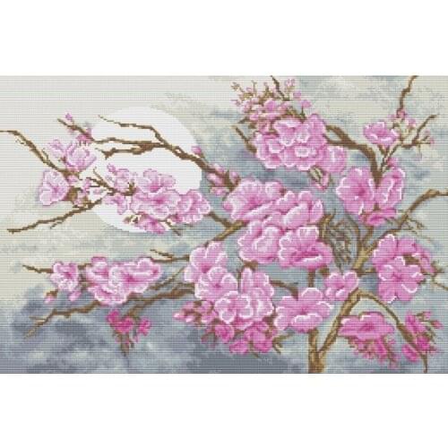 Pink cherry blossom sewing kit Top Quality Embroidery Needlework 14CT Unprinted Cross Stitch Kits DIY Handmade Home Decor