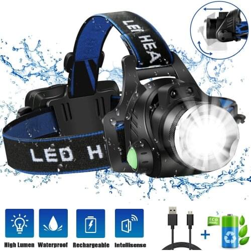 Headlamp Flashlight, USB Rechargeable Led Head Lamp,Waterproof T6 Headlight with 4 Modes and Adjustable Headband, Perfect for Ca