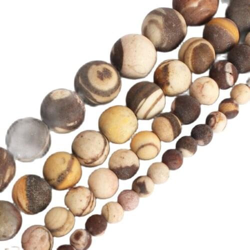 Natural Matte Round Stone Beads Australia Zebra Jaspers Round Loose Beads for Jewelry Making DIY Bracelets 15'' 4mm 6mm 8mm 10mm
