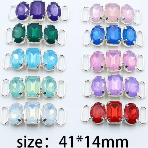 New 10pcs 14*41mm metal acrylic clothing decoration ribbon connection buckle shoes hat embellishment diy jewelry accessories