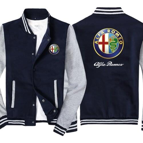 New Spring and Autumn Mens Baseball Jacket Alfa Romeo Logo No Cap Fashion Cardigan Long Sleeves Sportsweater Hoodies