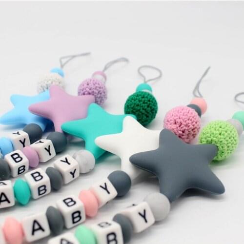 New Silicone Baby Pacifier Clips Letter Shape DIY Colorful Pacifier Chain for Baby Teething Soother Chew Toys Dummy Clip Holder