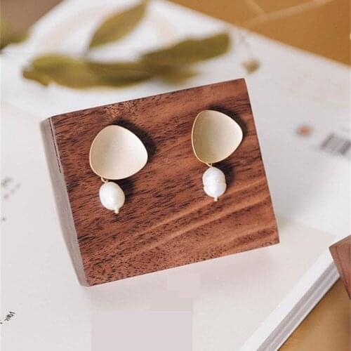 Simple Walnut Jewelry Rack Earring Ear Nail Display Wood Block Photo Holder Earring Display Block Stand Base Necklace Holder