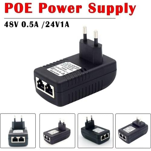 POE Injector AC220V to DC24V 1A DC48V 0.5A POE Power Supply Over Ethernet Injector POE power Adapter EU/US Optional
