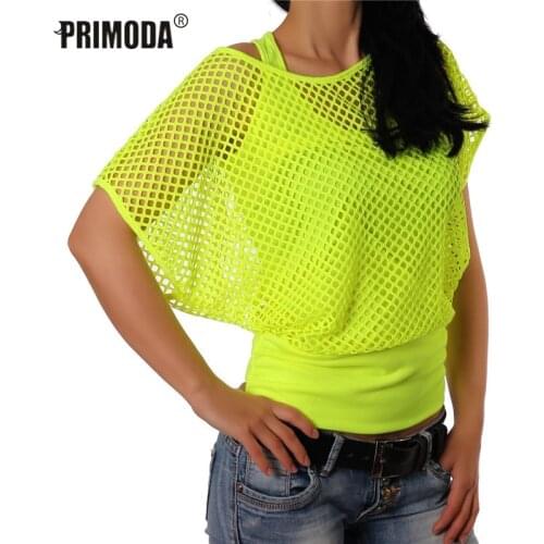 Harajuku Sexy Hollow Out Mesh Cover Tanks and Tank Tops Womens Short Sleeve Casual Neon Green Fashion 2 Piece Sporty Suit PR531M