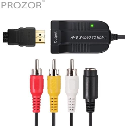 PROZOR AV CVBS S-Video to HDMI HD video Converter Composite 3RCA to HDMI Adapter Support 1080P Micro Cable for HDTV DVD