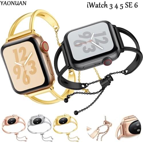 Women Band for Apple Watch 38mm 42mm 40mm 44mm Stainless Steel Strap Fashion Metal Bracelet correa iWatch Serie 6 5 4 3 Se 7