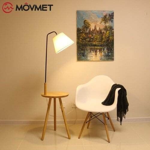 Nordic Vertical Floor Lamps Racks Solid Wooden Fabric Standing Lights for Living Room Bedroom Bedside Sofa Table Lighting Decor