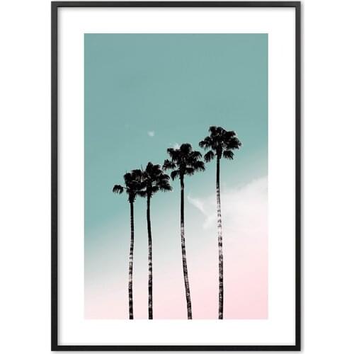 Nordic Coconut Tree Gradient Sky Posters Paper Prints Clear Image room Bar Home Art painting wall sticker Canvas Painting