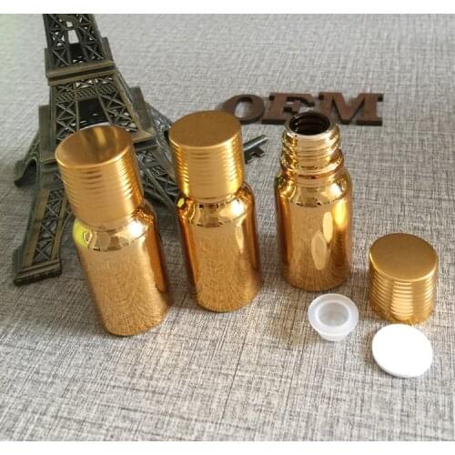 10ml essential oil glass bottles gold plated small makeup storage refillable travel cosmetics bottles packaging