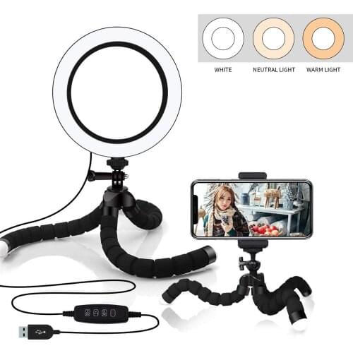 LED RingLight ,Flexible Octopus Tripod ,Ring Lamp with Holder and Wireless Remote Shutter For Make Up ,Travel ,Video,Youtobe