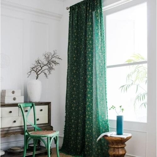 Curtain finished green Christmas bronzing wind chime small window kitchen curtain semi shading floating window