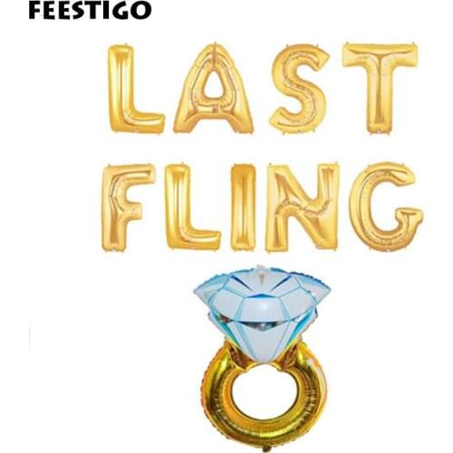 1Set 16inch Last Fling Before Ring Gold Silver Foil Balloons Bachelorette Party Baloons Hens Party Decorations Ballon Rose Gold