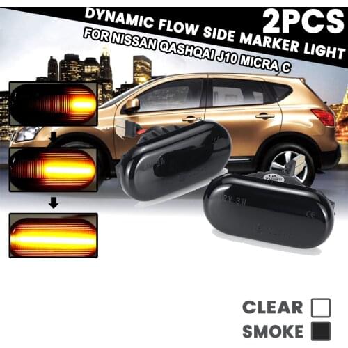 1 Pair for Nissan Qashqai J10 Micra C Dynamic LED Side Marker Lights 12V Flowing Turn Signal Light Side Repeater Lamp Panel Lamp
