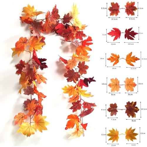 1pc 175cm Autumn Artificial Rattan Maple Leaves Rattan Artificial Plants Leaf Rattan Hanging For Home Living Room Decor