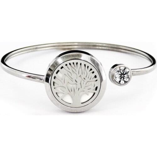 1PC Stainless Steel Tree of Life Aromatherapy Bracelet Diffuser Locket Essential Oil Perfume Diffuser Jewelry Women Gift