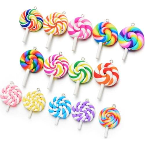 10pcs/lot Cute Lollipop Charms Pendants for handmade decoration bracelets necklace earring key chain Jewelry Making lucky charm