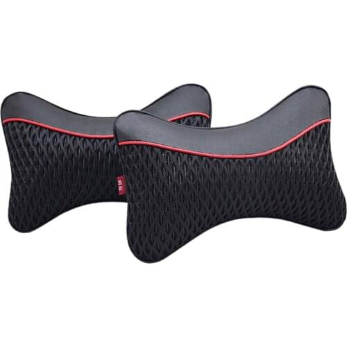 2 Pieces Autos Car Seat Head Neck Pillow Cushion Support Headrest Black