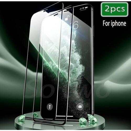 2pcs Full Cover Tempered Glass For iPhone 11 12 Pro X XR XS MAX screen protector For iPhone 6 6s 7 8 plus Protective glass film