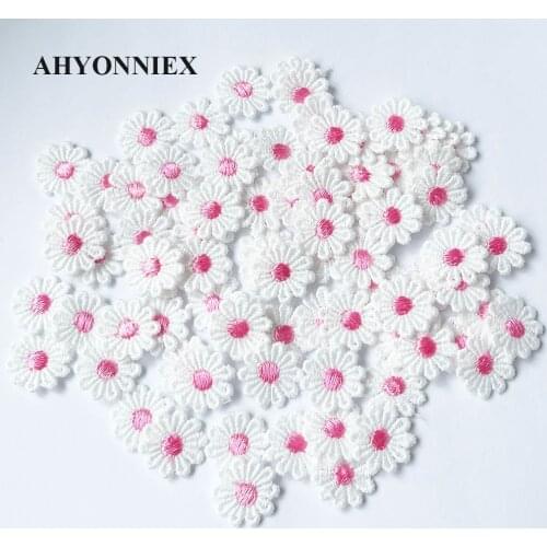 AHYONNIEX 20PCS Daisies Flower Patch Embroidered Sticker Sew on Patches for Clothing Applique Fabric Sticker Phone Decoration