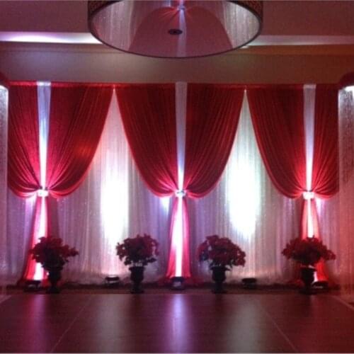 3M(H) * 6M(W) Wedding curtain hot red & pure white wedding backdrop