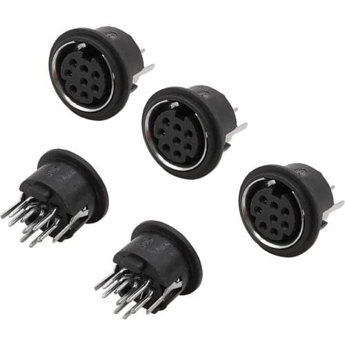 5Pcs PS2 Mini 8 Pin DIN Female Socket Connector 8 Pin DIN Mini Jack PS2 Circular DIN Terminal Audio Video Computer PCB Chassis