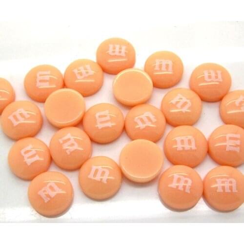 50Pcs 14mm Tomato Resin Decoration Crafts Letter M Bead Flatback Cabochon Scrapbook DIY Accessories Buttons