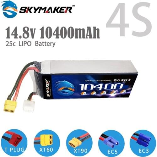 Sky Lipo Battery 14.8v 10400mah 40C For RC Airplane Helicopter Boat Drone Parts Rechargeable 10000mah