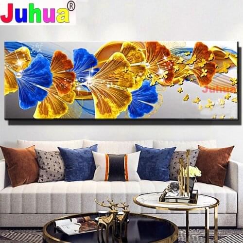 DIY 5D Diamond Painting Cross Ctitch Kits Modern Golden Butterfly Ginkgo Biloba Leave Diamond Mosaic Painting Full Drill large