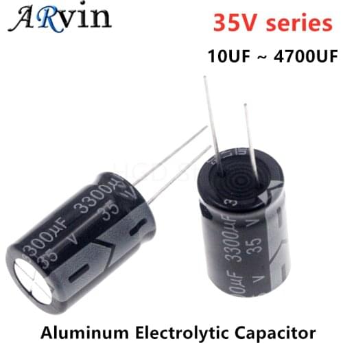 20pcs Aluminum Electrolytic Capacitor 35V 10UF 22UF 47UF 100UF 220UF 330UF 470UF 680UF 1000UF 2200UF 3300UF 4700UF