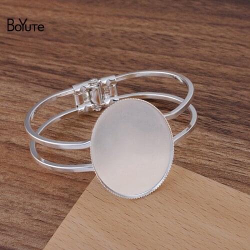 BoYuTe (5 Pieces/Lot) Fit 30*40MM Oval Cabochon Blank Bracelet Base Metal Brass DIY Handmade Jewelry Accessories