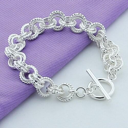 BABYLLNT Brand New Silver 925 Round Circles Bracelets & Bangles Fashion Simple Women Charm Jewelry Gift